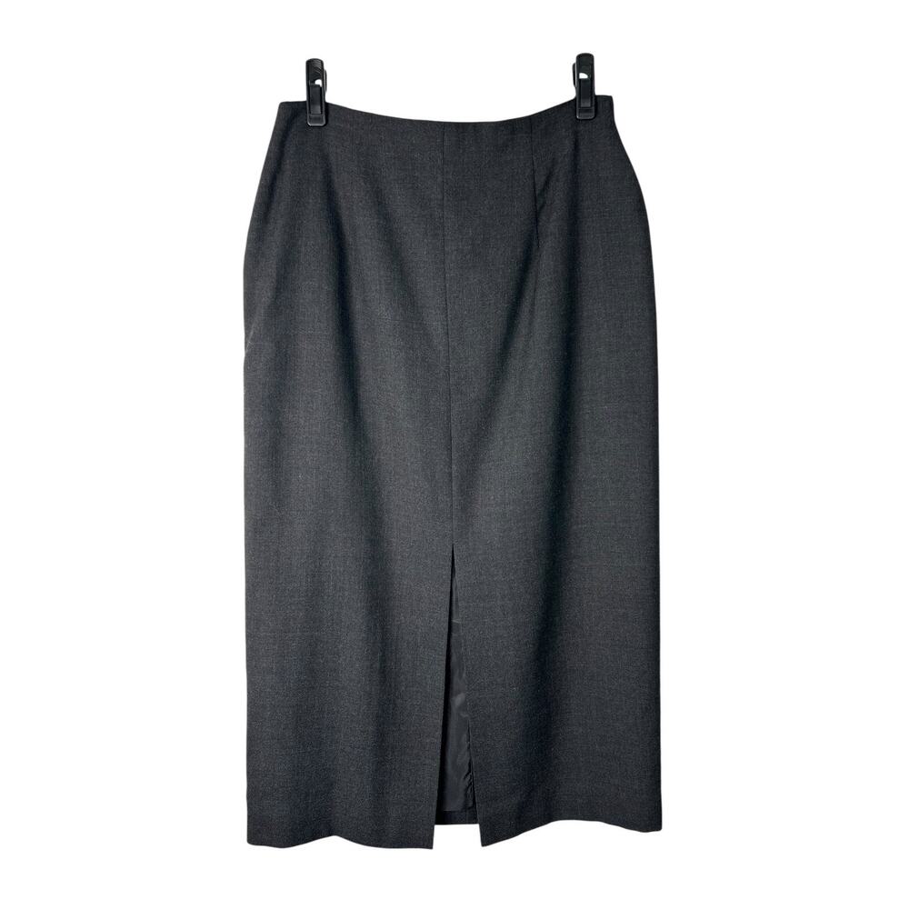 Vintage Jones New York Skirt Size 12 Black 100% Pure Wool A-line Midi Business